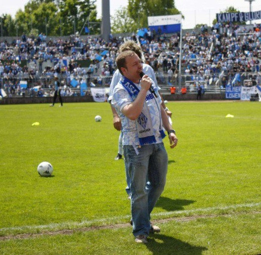 Leone als Stadionsprecher im Grünwalder Stadion